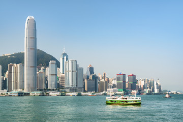 Fototapeta na wymiar Wonderful view of Hong Kong Island skyline on sunny day