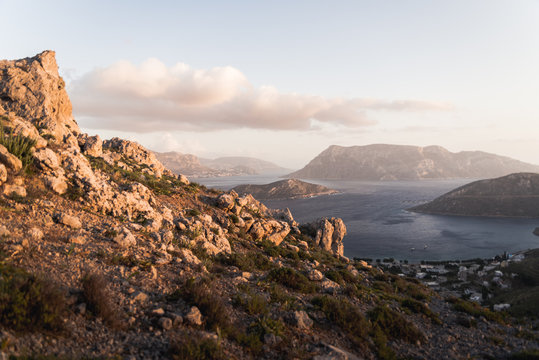 Lanscape view over the Aegean Sea in Kalymnos, Greece
