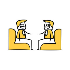 doodle stick figure businessman meeting
