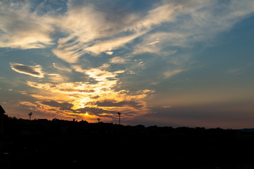 Wonderful Sunrise over Mazzarino, Caltanissetta, Sicily, Italy, Europe, Silhouette Landscape