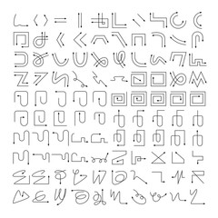 arrow and line bow icons set