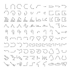 arrow and line bow icons set