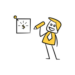 businessman writing note yellow doodle theme
