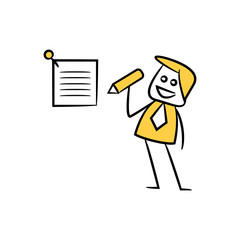 businessman writing note yellow doodle theme