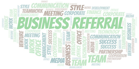 Fototapeta premium Business Referral word cloud. Collage made with text only.