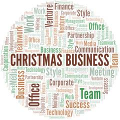 Christmas Business word cloud. Collage made with text only.