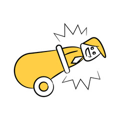 doodle stick figure businessman in cannon