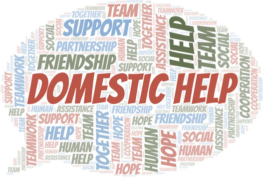 Domestic Help word cloud. Vector made with text only.