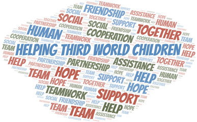 Helping Third World Children word cloud. Vector made with text only.