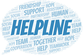 Helpline word cloud. Vector made with text only.