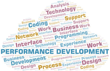 Performance Development word cloud. Wordcloud made with text only.