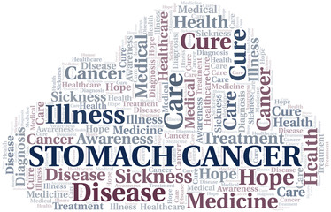 Stomach Cancer word cloud. Vector made with text only.