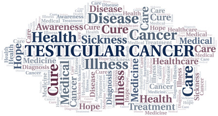 Testicular Cancer word cloud. Vector made with text only.