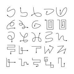 arrow and line bow icons set