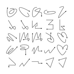 arrow and line bow icons set