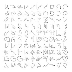 big collection of arrow and line bow icons 