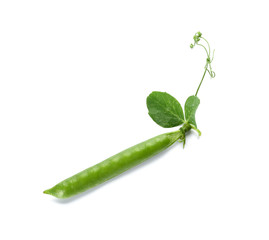Tasty fresh peas on white background