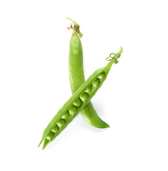 Tasty fresh peas on white background
