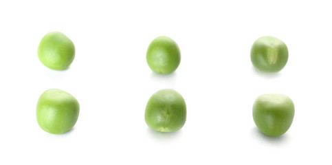 Tasty fresh peas on white background