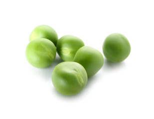 Tasty fresh peas on white background