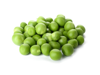 Tasty fresh peas on white background