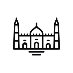 Black line icon for mosque 