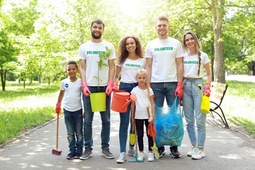 Volunteers during gardening in park