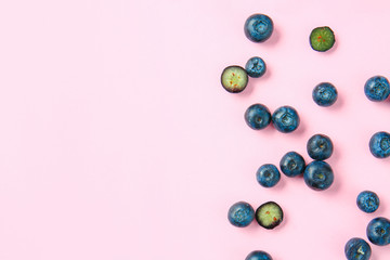 Ripe blueberry on color background