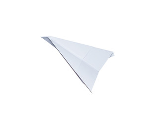 White paper airplane isolated on white background with clipping path .