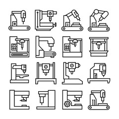 factory machine, automatic industrial machine icons
