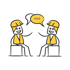 engineers meeting and consulting, doodle stick figure design