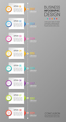 Colourful infograph - timeline with 8 steps. Vector