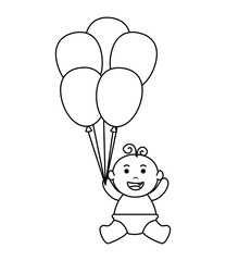 cute little baby boy with balloons helium