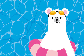 暑中見舞いデザイン シロクマ 白熊 のイラスト 流氷 ベクターデータ Wall Mural Globeds