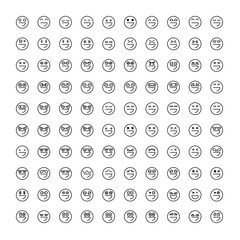 emoticon icons circle face set line