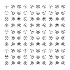 emoticon icons circle face set line