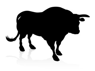 A high quality detailed bull male cow cattle animal silhouette - obrazy, fototapety, plakaty