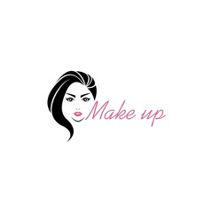 Beautiful woman head abstract Logo design, Make up Icon