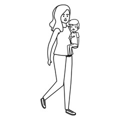 happy student boy with female teacher