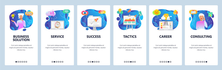 Website and mobile app onboarding screens vector template