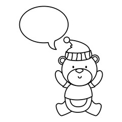 little bear teddy with hat and speech bubble