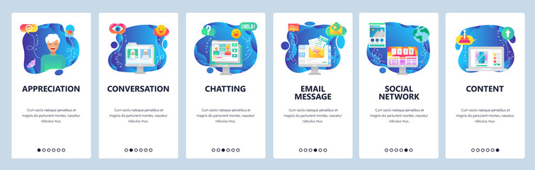 Website and mobile app onboarding screens vector template