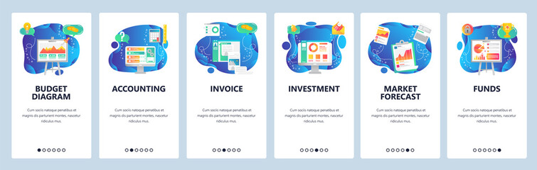 Website and mobile app onboarding screens vector template