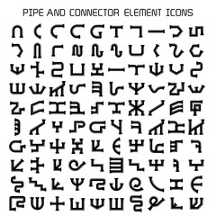 big set of pipe, duct and joint icons, cylinder shape