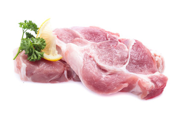 Fresh raw beef steak isolated on white background