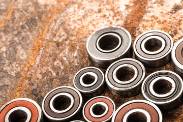 Various car parts and accessories, on metal  background - Image