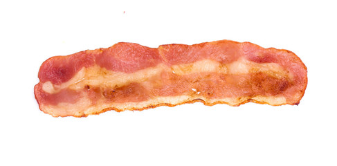Cooked bacon rashers isolated on white