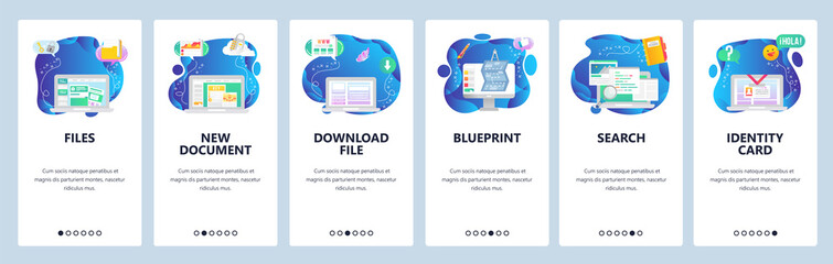 Website and mobile app onboarding screens vector template