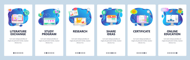 Website and mobile app onboarding screens vector template