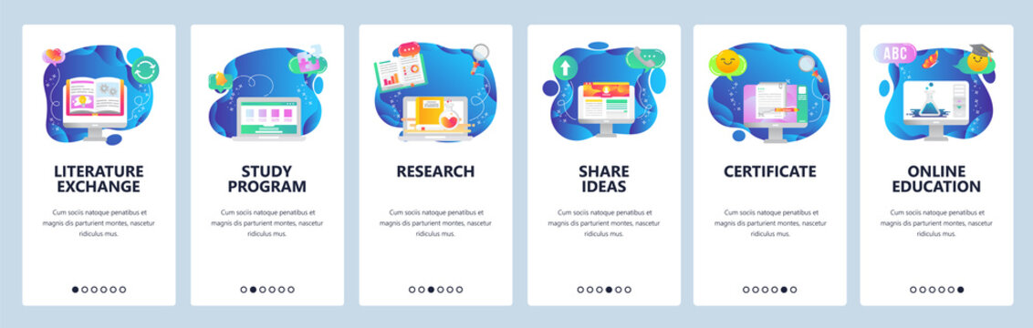 Website and mobile app onboarding screens vector template